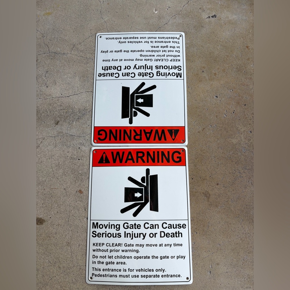 Warning Moving Gate Safety Sign - Red, Black, White